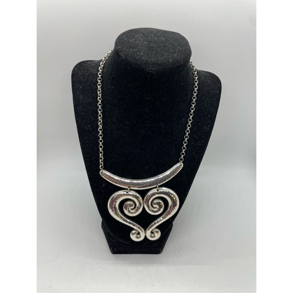 Brighton Genoa Scroll Silver Tone Heart Pendant Necklace